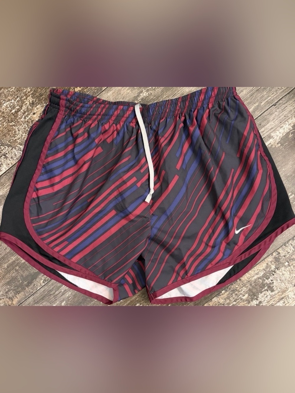 Nike Red and Purple Striped Running Shorts